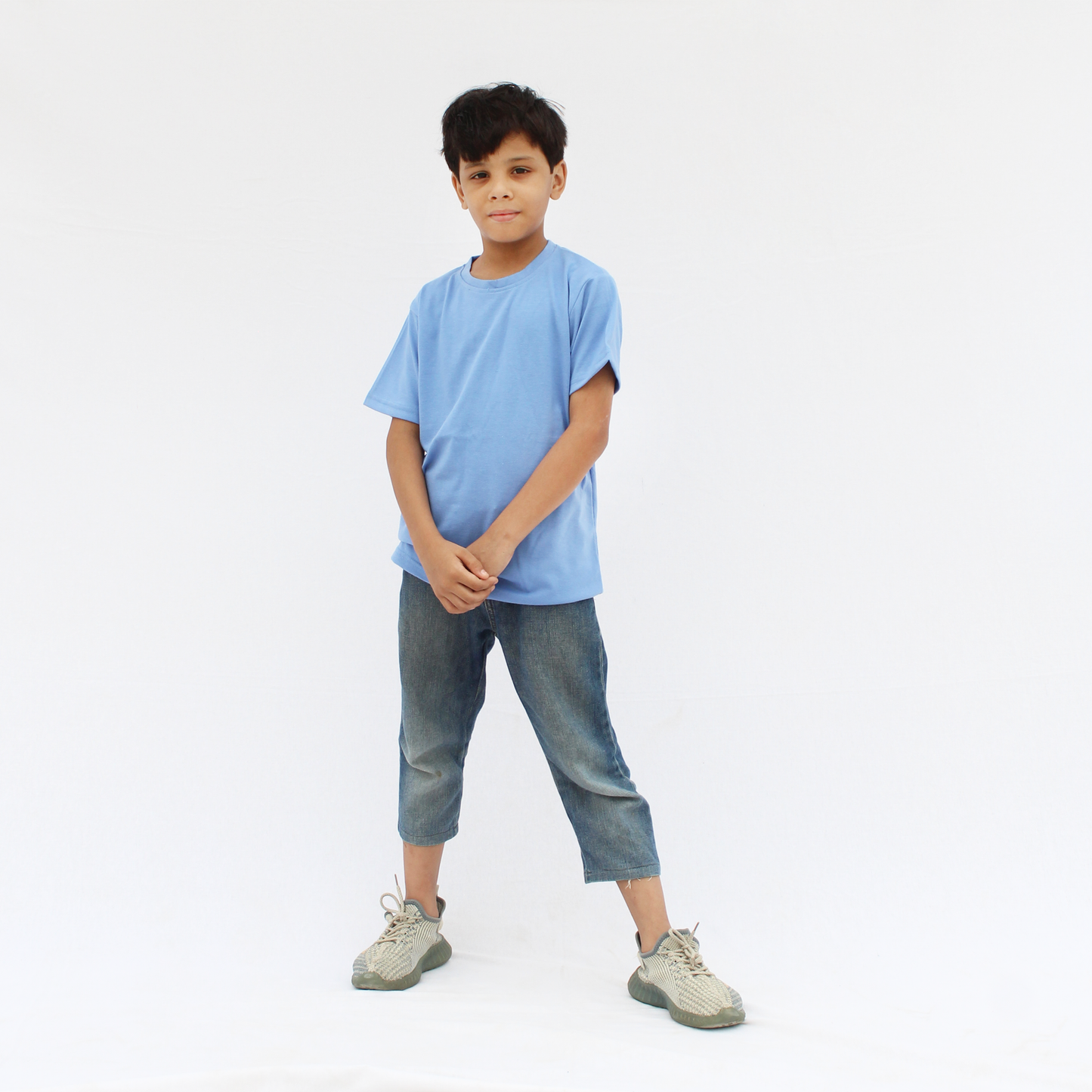 Comfortable cotton sky blue t-shirt for children
Sky blue kids casual wear t-shirt back side
Stylish boys & girls basic t-shirt sky blue color
Kids fashion sky blue round neck half sleeve t-shirt