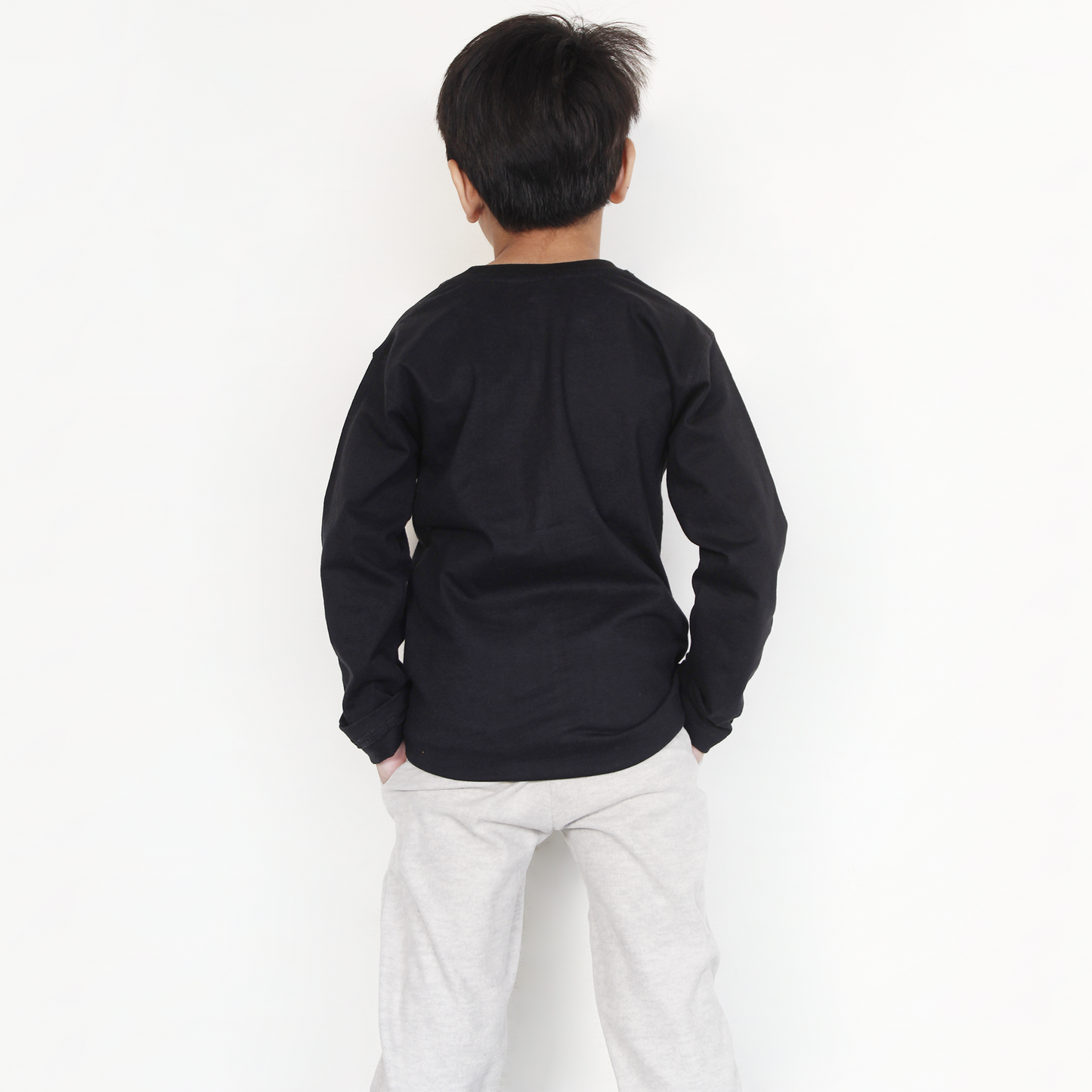 Stylish black round neck full sleeves shirt for boys and girls – premium kids fashion