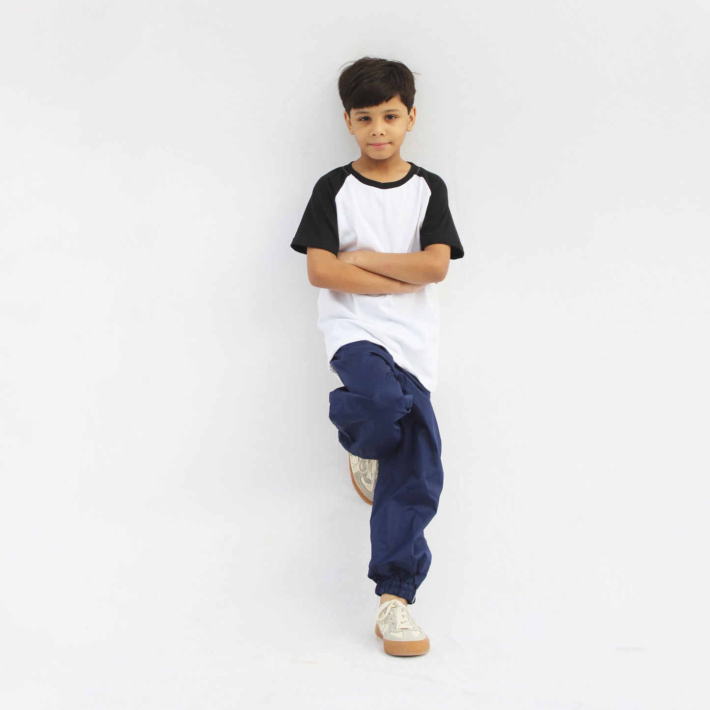Trendy Unisex Black and White Raglan T-Shirt in Pakistan