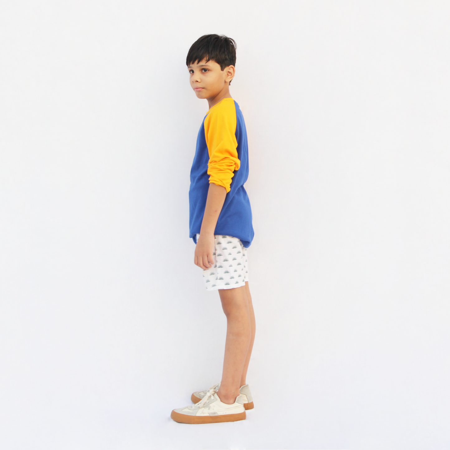 kids raglan tshirt with yellow contrast sleeves