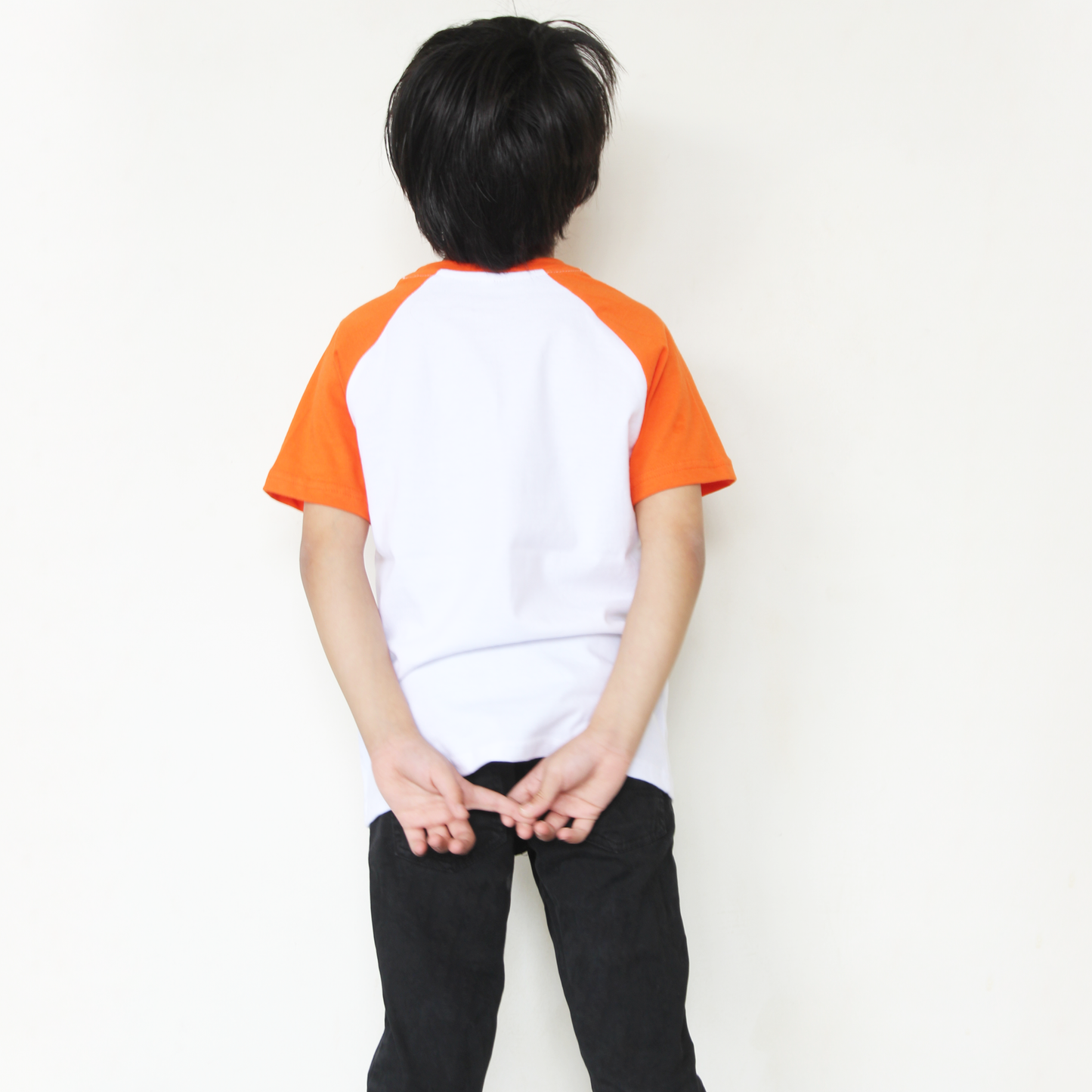 Trendy Orange & White Raglan T-Shirt unisex kids fashion outfit ages 1 to 14