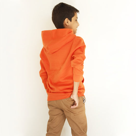 Orange Pullover Kangaroo Hoodie For Boys & Girls Kids