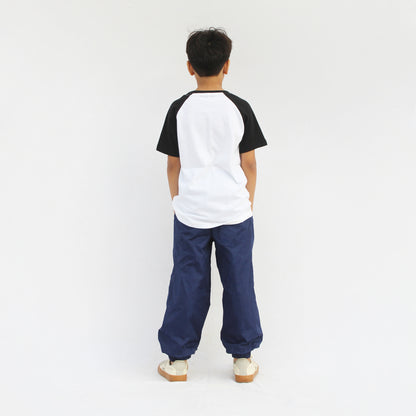Black white casual raglan T-shirt for kids daily wear