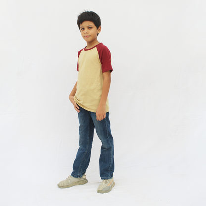 Contrast sleeves raglan t-shirt for boys and girls kids