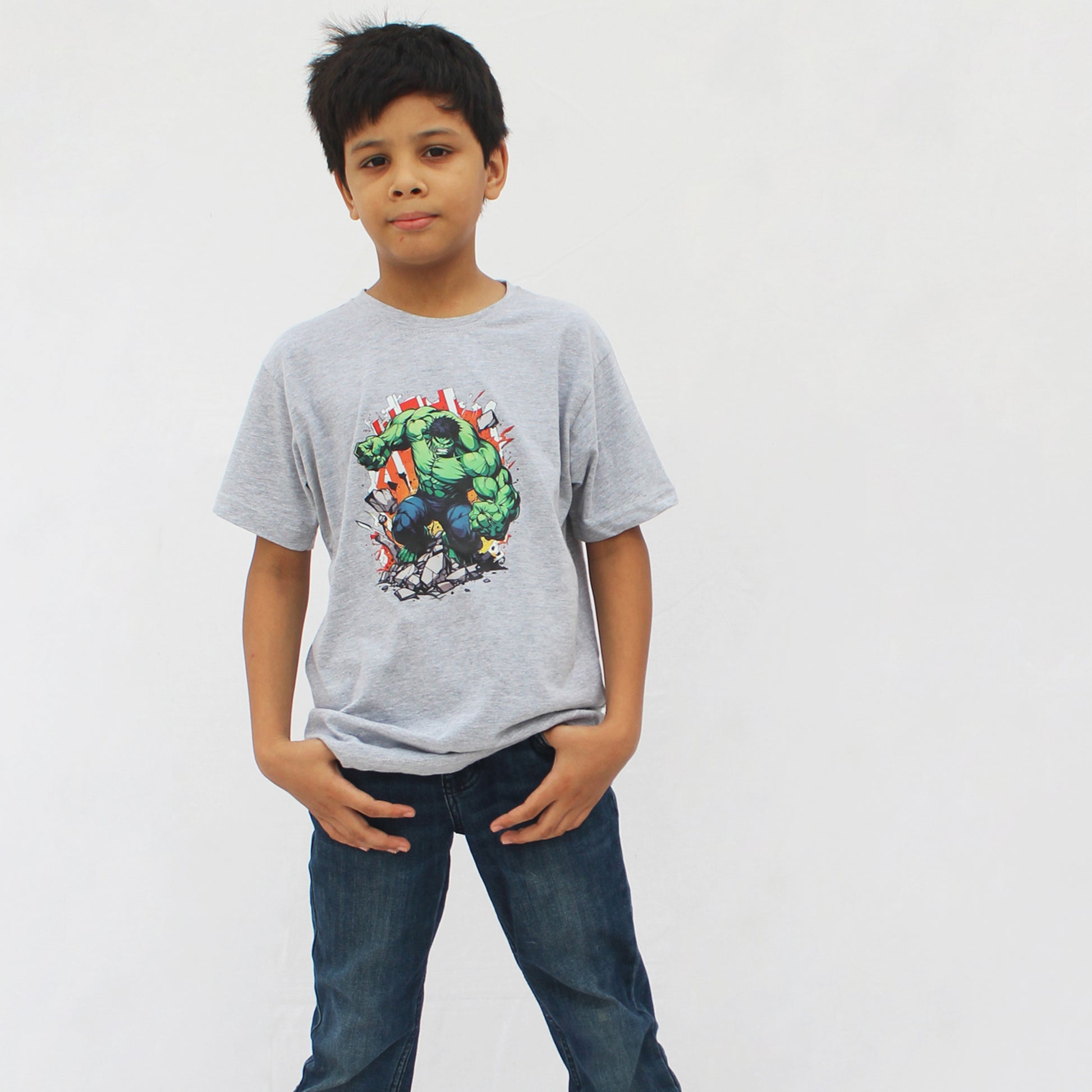Hulk grey t-shirt for kids 1 to 14 years