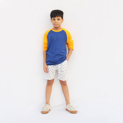 the shop Boys and girls raglan full sleeve T-shirt blue and yellow