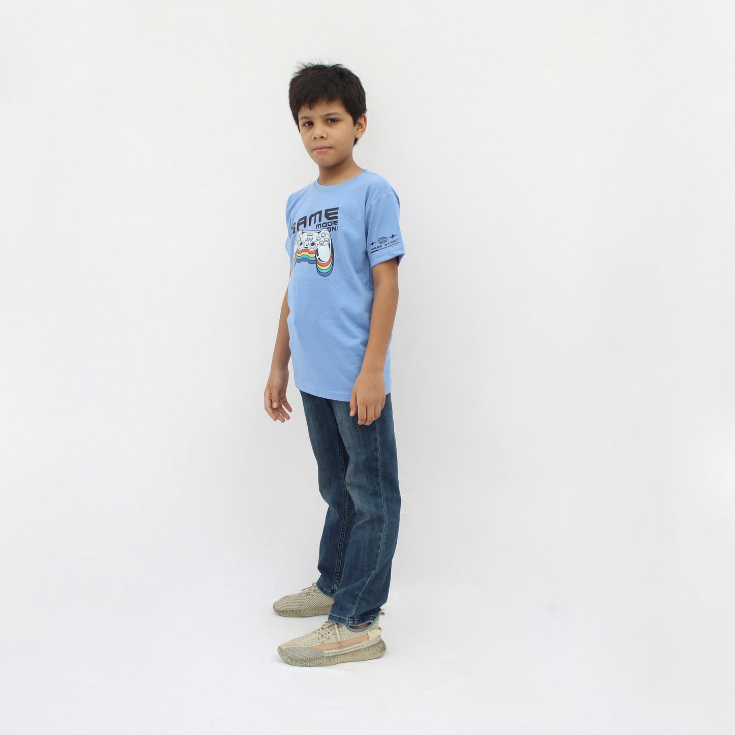 Cotton jersey round neck half sleeves T-shirt for kids boys and girls