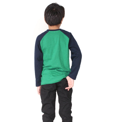 the shop Boys green and navy raglan full sleeve T-shirt featuring a Spider front print