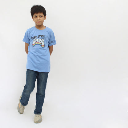 Sky blue casual summer T-shirt for boys and girls kids