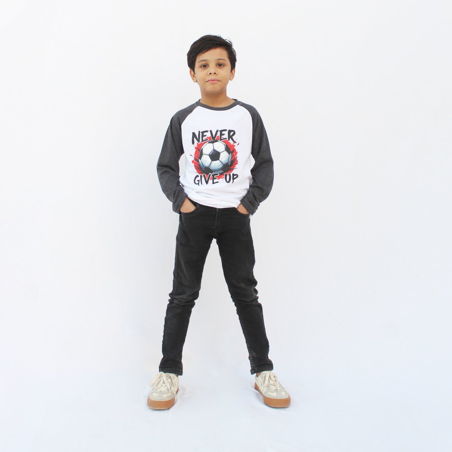 Never Give Up Raglan Full Sleeves T-shirt