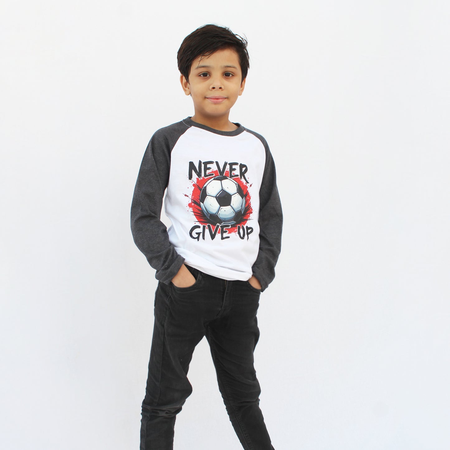 Never Give Up Raglan Full Sleeves T-shirt