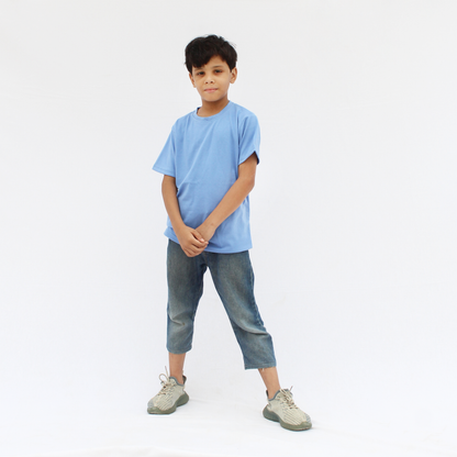 Comfortable cotton sky blue t-shirt for children
Sky blue kids casual wear t-shirt back side
Stylish boys & girls basic t-shirt sky blue color
Kids fashion sky blue round neck half sleeve t-shirt