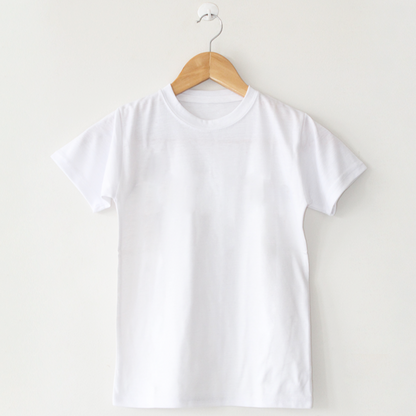 White basic t-shirt front view for men and women – plain cotton casual wear