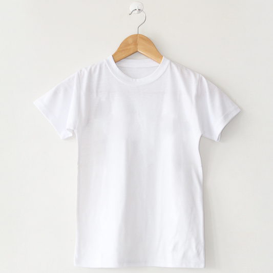 White basic t-shirt front view for men and women – plain cotton casual wear