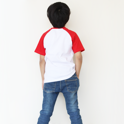 High Quality Red & White Raglan Shirt for Boys Girls – Everyday Outfit