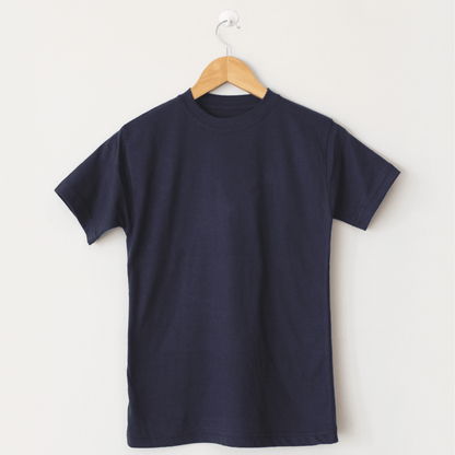 Basic Navy Blue T-Shirt, Round Neck Half Sleeves - The Shop.