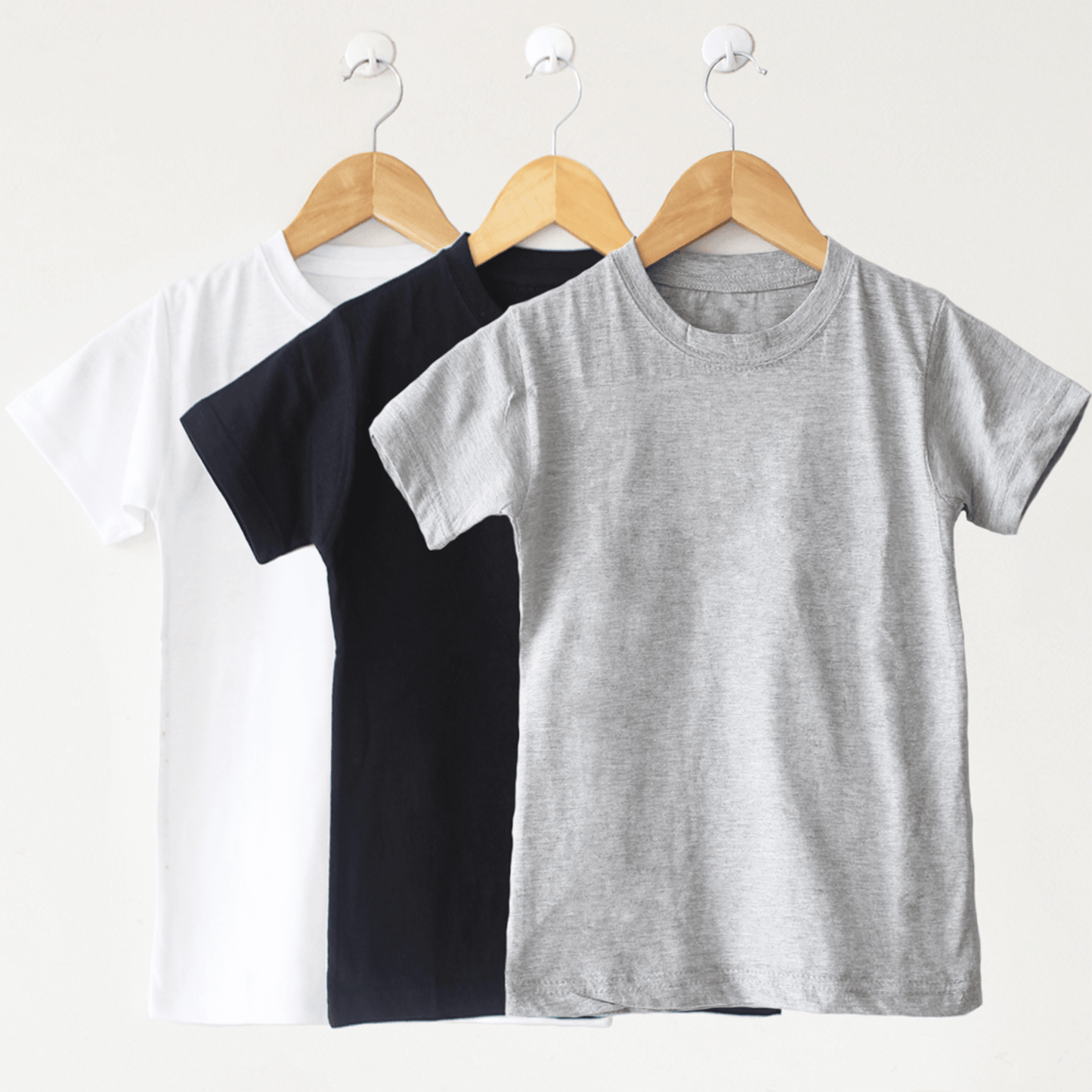 Pack Of 3 - Basic T Shirts, White Black Grey - The Shop.