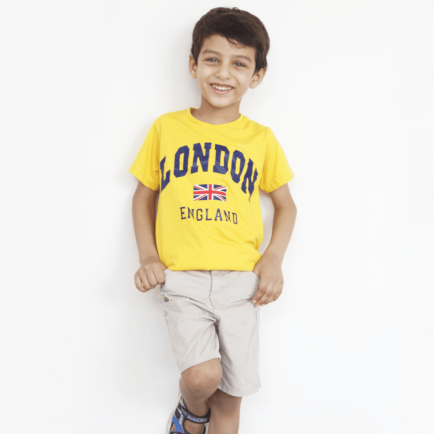 Yellow T Shirt For Boys & Girls Kids, LONDON Printed - The Shop.