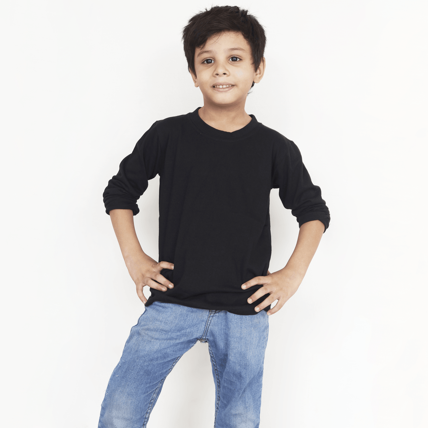 Black Full Sleeves T-Shirt For Boys & Girls Kids - The Shop.