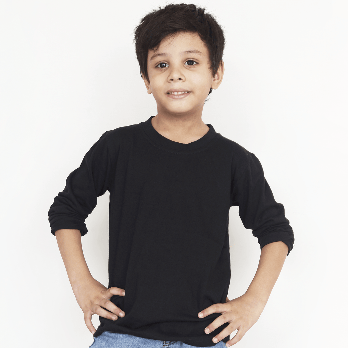 Black Full Sleeves T-Shirt For Boys & Girls Kids - The Shop.