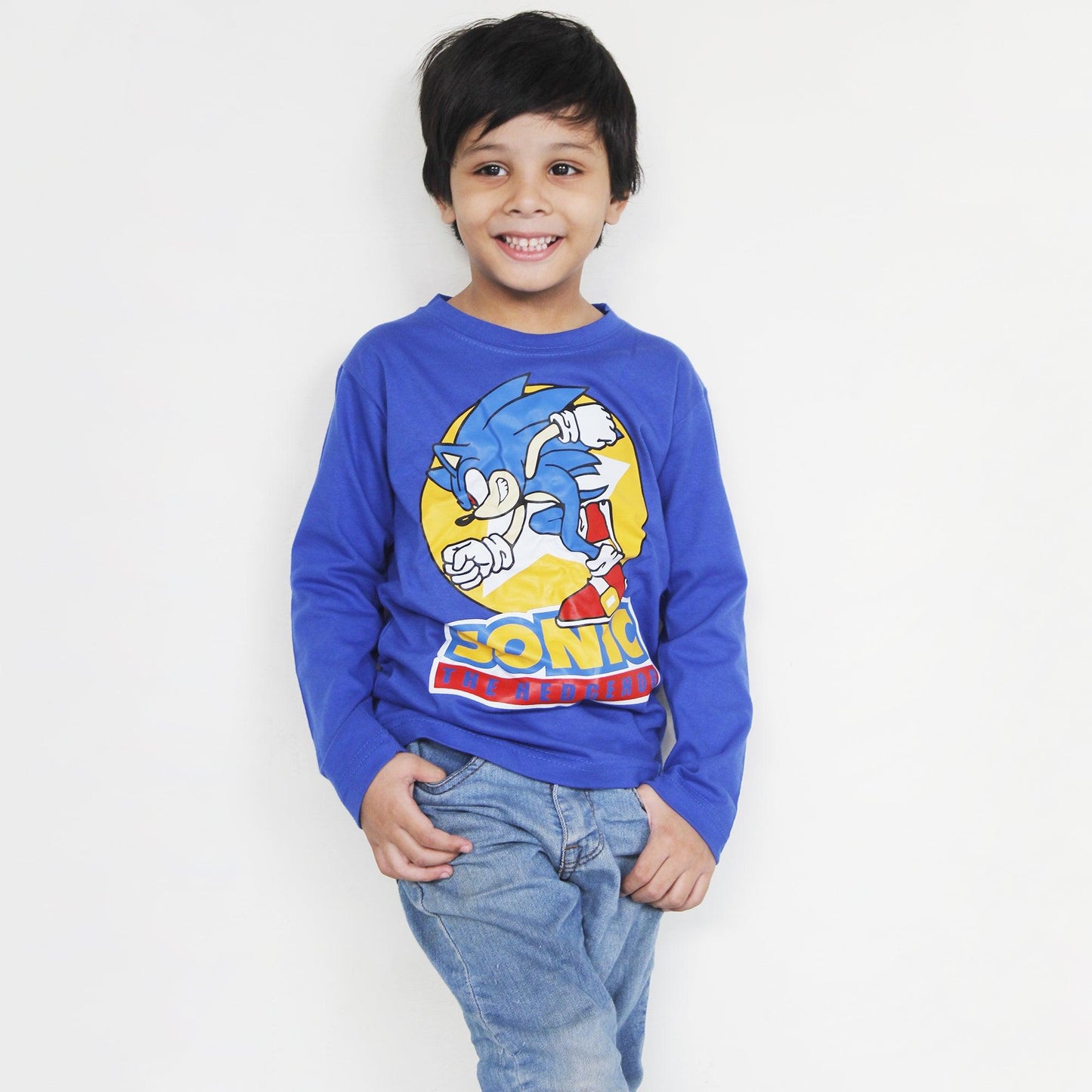 Full Sleeves Blue SONIC T Shirt For Boys & Girls Kids - The Shop.