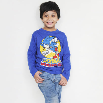 Full Sleeves Blue SONIC T Shirt For Boys & Girls Kids - The Shop.