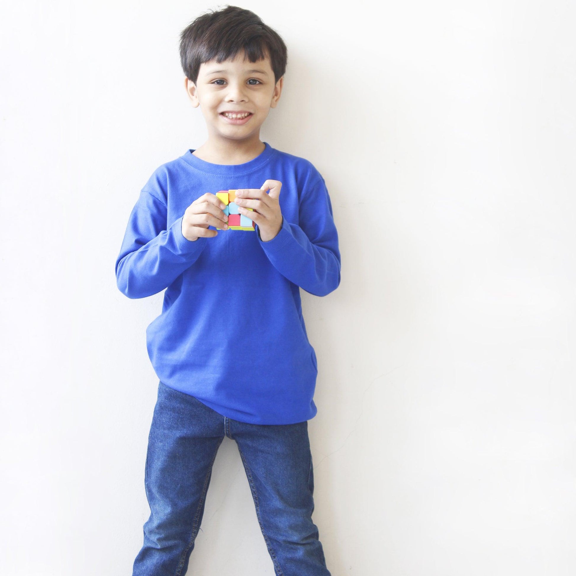 Royal Blue Full Sleeves T-Shirt For Boys & Girls Kids - The Shop.
