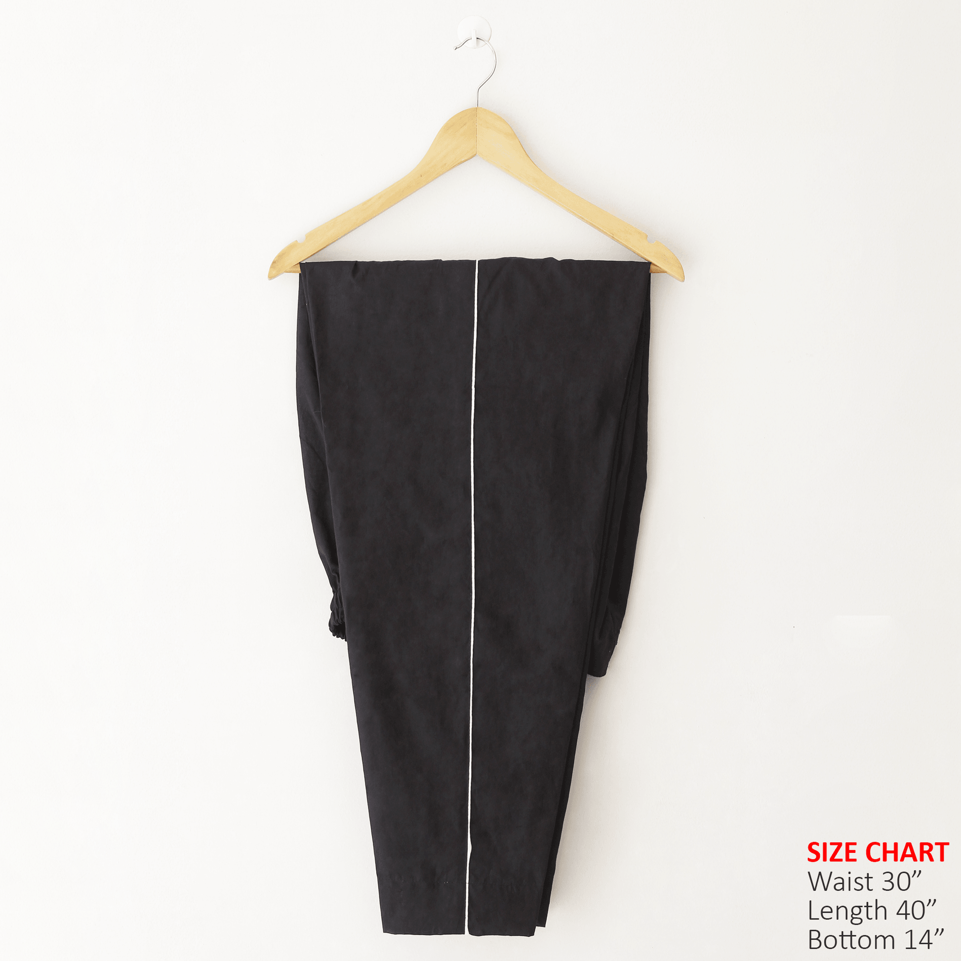 Contrast Piping Stitched Cotton Black Trouser - The Shop.