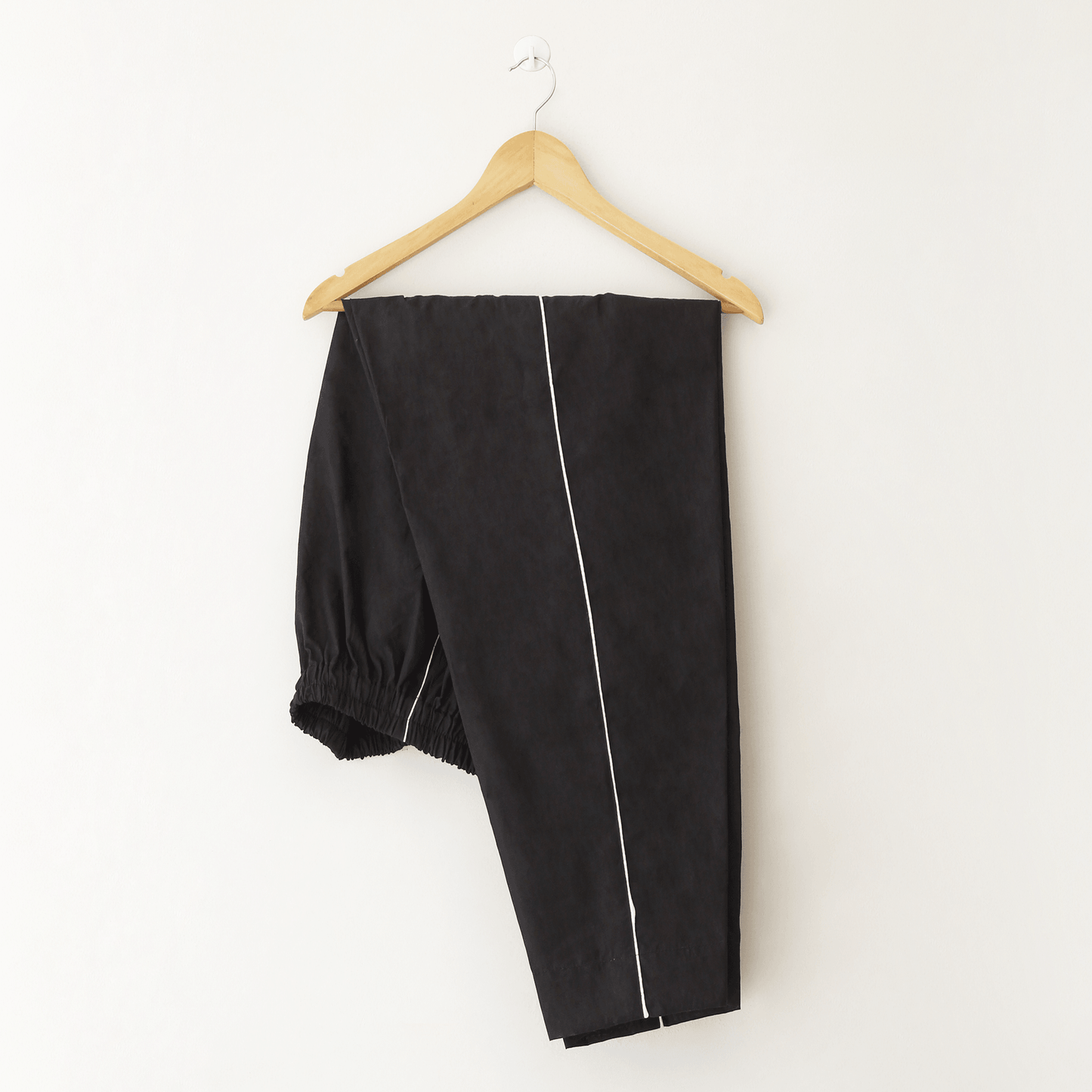 Contrast Piping Stitched Cotton Black Trouser - The Shop.
