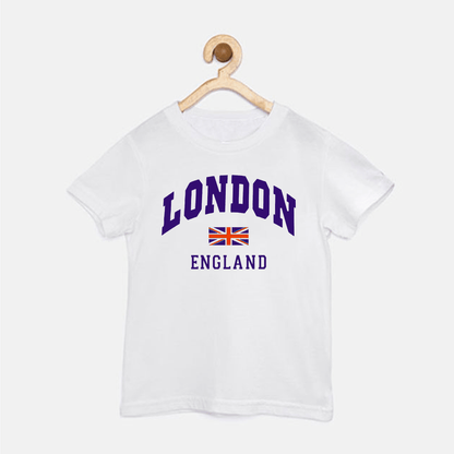 White T Shirt For Boys & Girls Kids, LONDON Printed - The Shop.