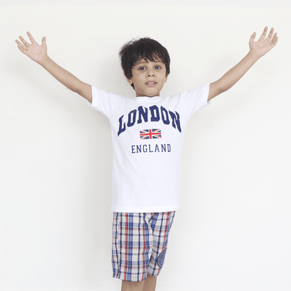 White T Shirt For Boys & Girls Kids, LONDON Printed - The Shop.