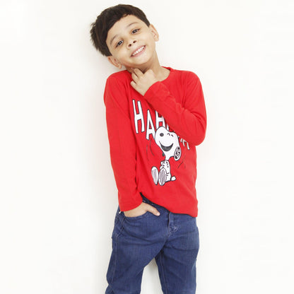 Snoopy Full Sleeves Red T Shirt For Boys & Girls - The Shop.