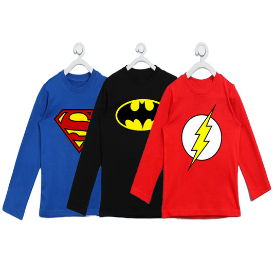 Pack Of 3 - Full Sleeves Super Hero T-Shirt