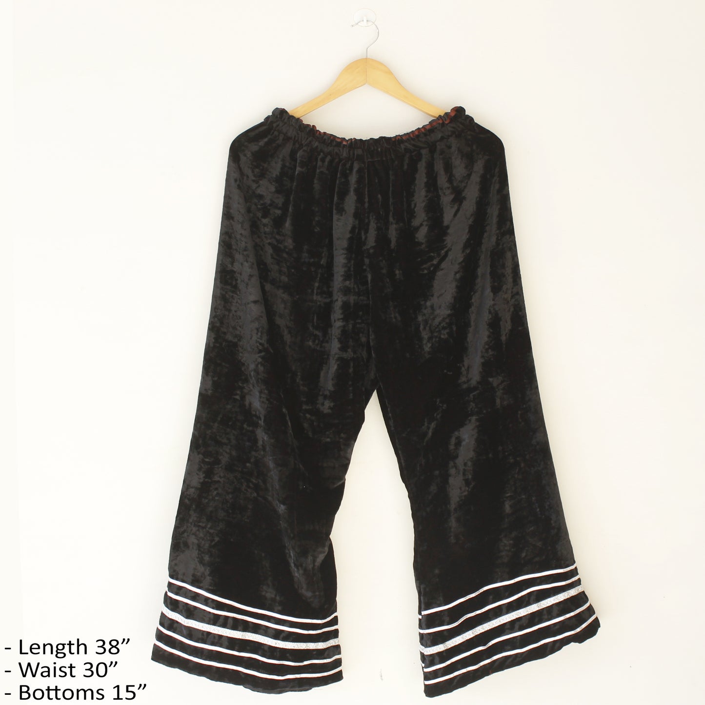 Velvet Bell Bottoms Black Trouser - Ready To Wear