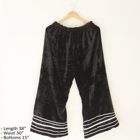 Velvet Bell Bottoms Black Trouser - Ready To Wear